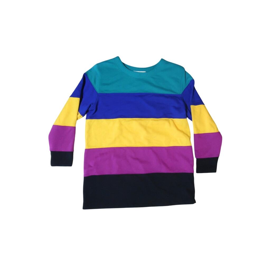 Petite Sophisticate Color Block Sweatshirt Shirt Sz S 1990s